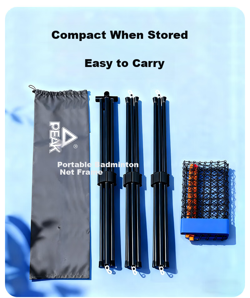 Peak Badminton Portable Indoor Outdoor Easy Setup Net Frame Quick Open Standard Net 5