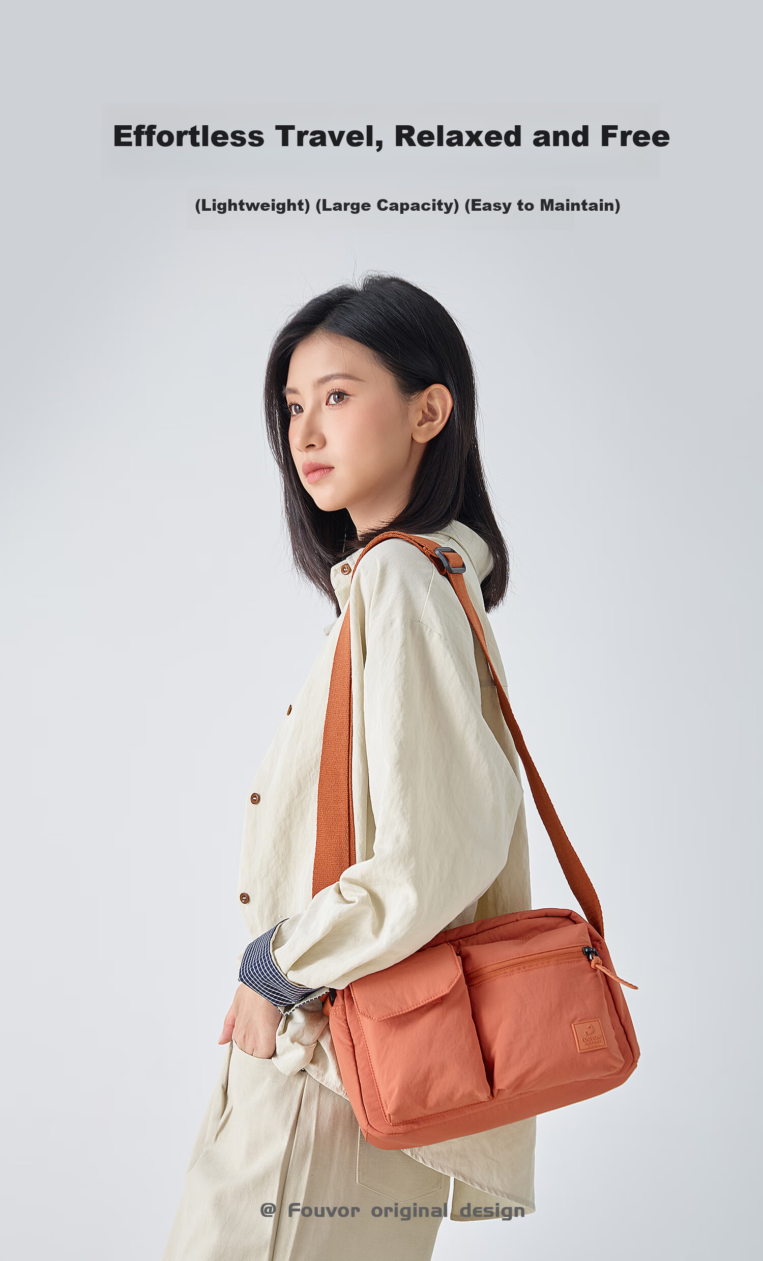 FOUVOR Fox Women's Oxford Cloth Crossbody Bag Lightweight Fashion Small Square Simple Casual Shoulder Bag Orange 1