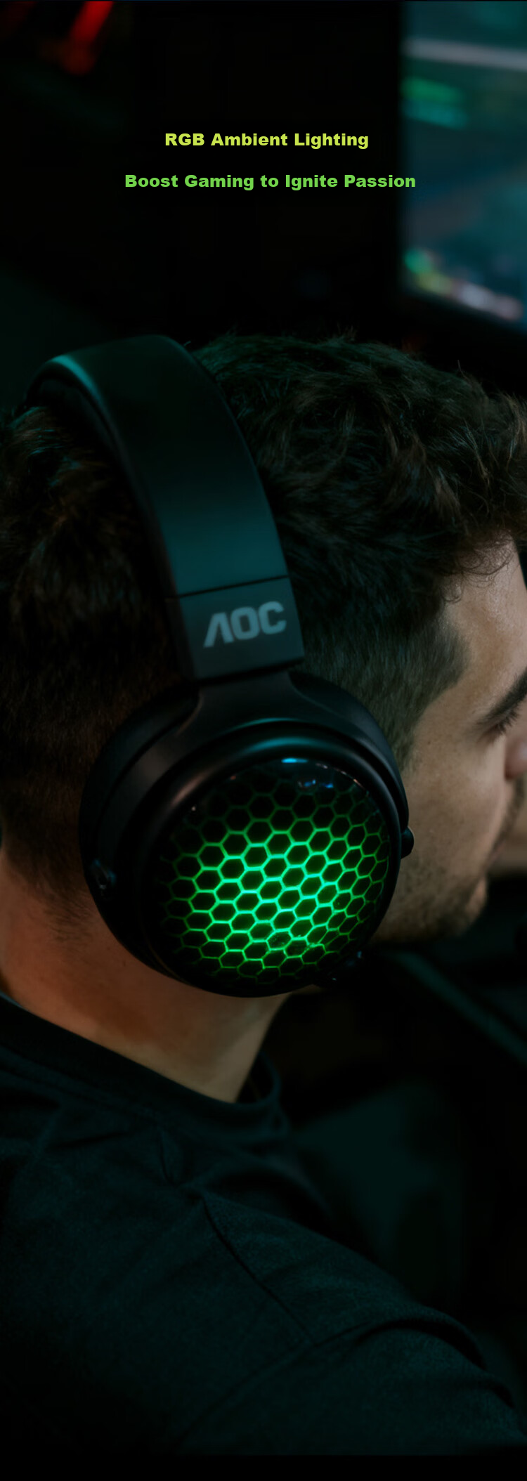 AOC Gaming Headset Over-Ear 7.1 Surround Sound PC Headphones Delta Operation FPS Wireless Bluetooth Wired Tri-Mode Long Battery Life 8