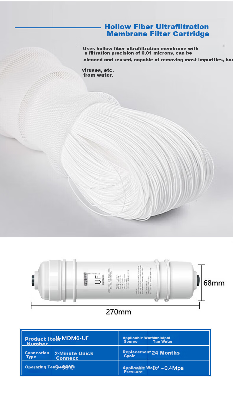 Clean Family Compatible Midea Water Purifier Filter Cartridge M6 Series MRO102C/121B/121C/207A/207B/208B/202B/208A-4/204-5 C1 Pre-Carbon Rod Filter Cartridge 6