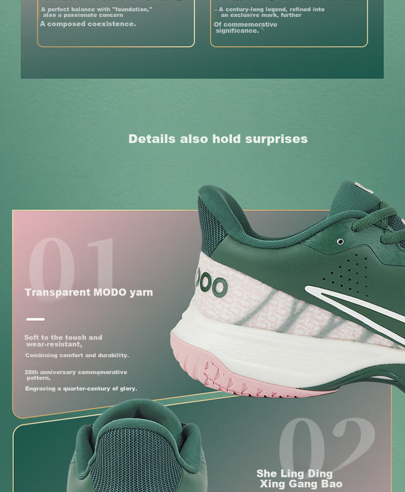 KUMPOO 25th Anniversary Limited Edition Badminton Shoes Anti-Twist Non-Slip Shock Absorption Training Shoes KH-G828.25th Green/Pink Size 35 14