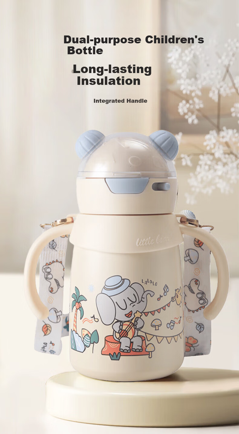 Ipoosi Infant Insulated Baby Bottle Thermos Cup Toddler Straw Cup Sippy Cup for 1-3 Years Old Children 1