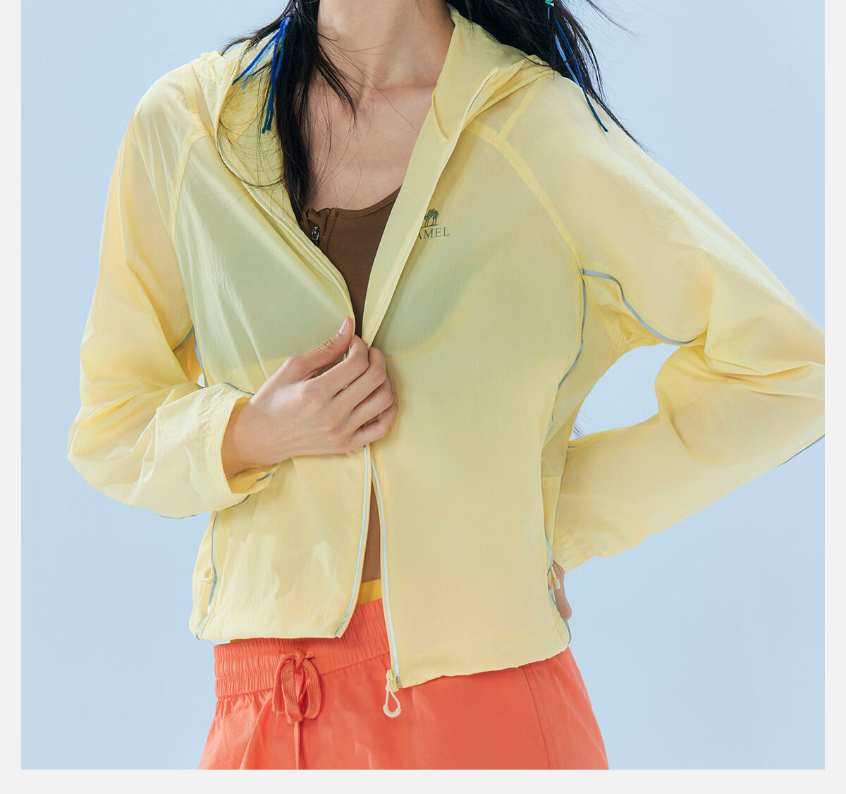 Camel Iceberg Sunscreen Jacket Goddess Edition Short Spring Summer New Outdoor Original Yarn Skin Jacket Women M26BA30013 23