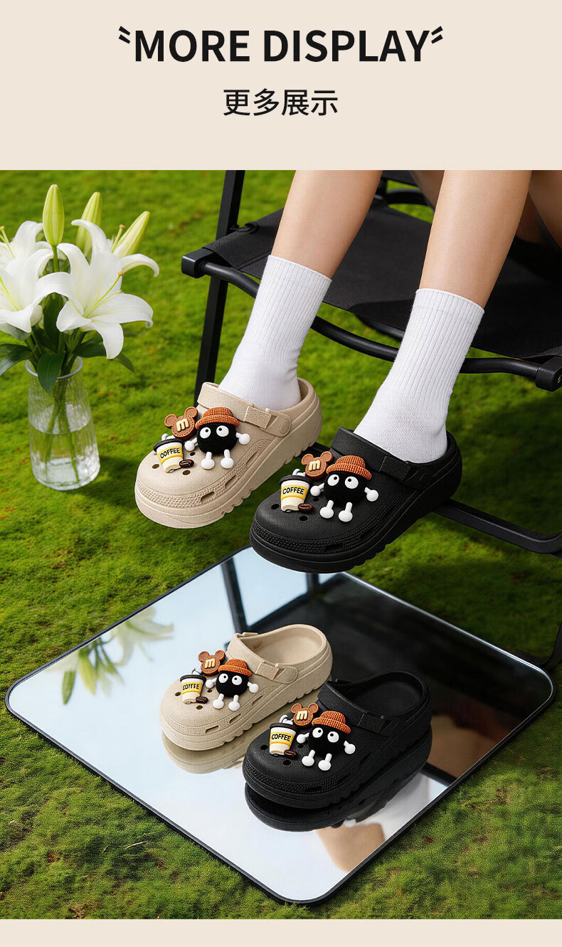 Seven-Color EVA Hole Shoes Unisex Summer Outdoor Cartoon Beach Slip-On Sandals Non-Slip Water Shoes Khaki Size 44-45 6