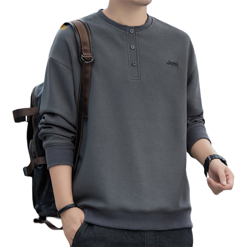 JEEP Men's Sweatshirt, Loose-Fitting Long-Sleeve T-Shirt for Spring And Autumn, Casual Trendy Clothing for Men, Bean Green, 2XL