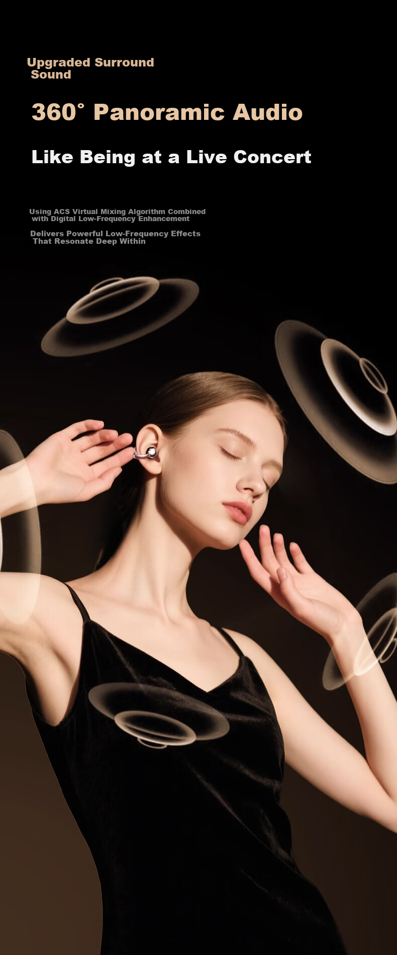 Latuo [2026 Latest Model | Harman Sound] Compatible Apple Bone Conduction Bluetooth Earclip Concept Sports Wireless Open-Ear Sweatproof Long Battery Life 3
