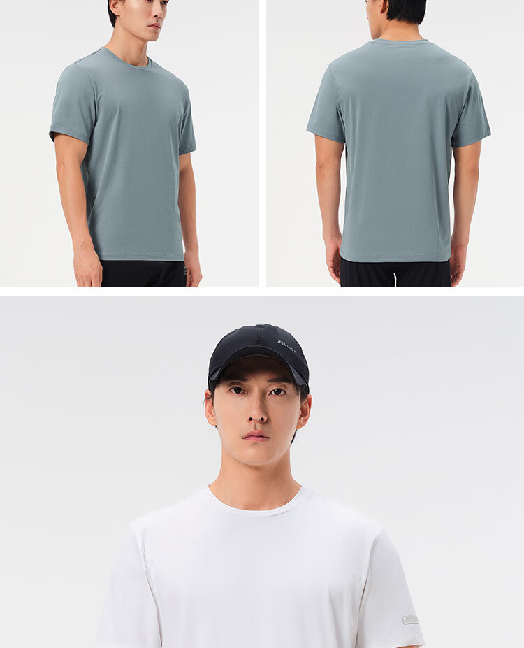 Pelliot Outdoor Quick-Dry T-Shirt Summer Short Sleeve Men Quick-Dry Breathable Antibacterial Crew Neck Half Sleeve 11421509 Black XL 33