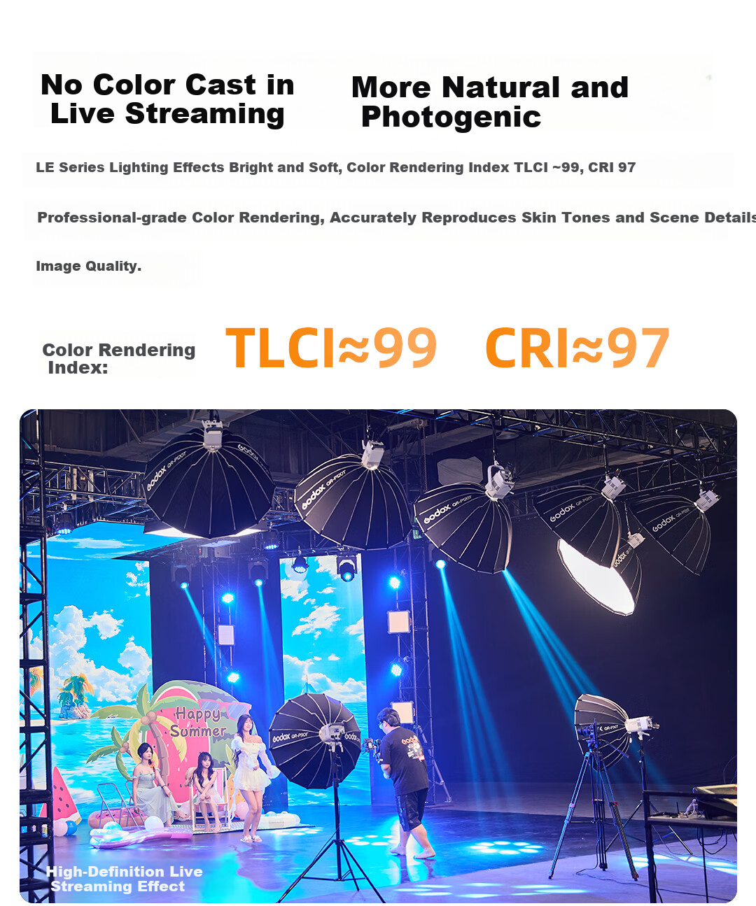 Godox LE600Bi Professional Live Streaming LED Fill Light Bi-Color Photography Video Continuous Light White Version 3