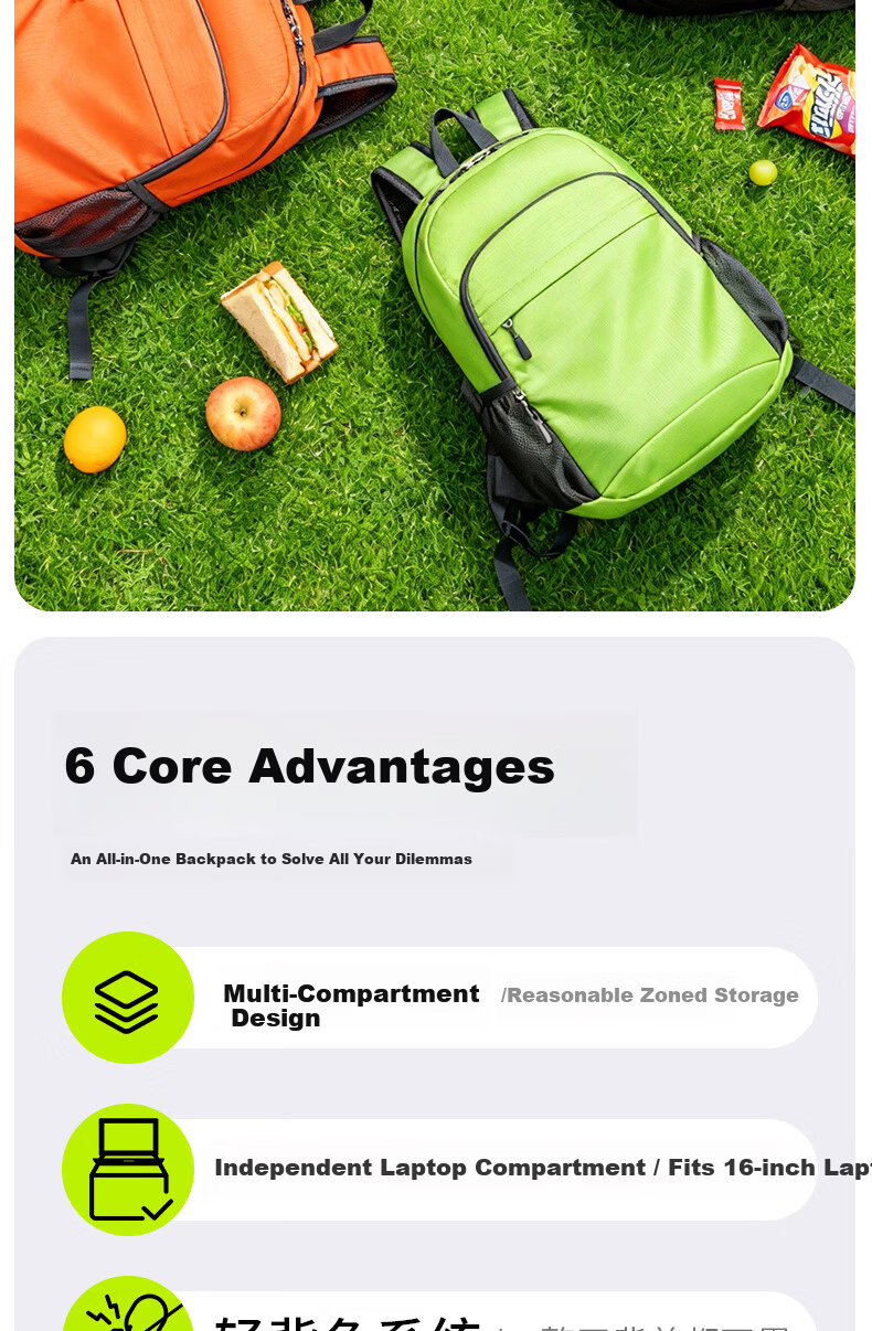 GOLDEN RAY Laptop Backpack 14.0-16.1 Inch Foldable Travel Bag for Men and Women 15.6 Inch Hiking Sports Outdoor Cycling School Bag Gray 3