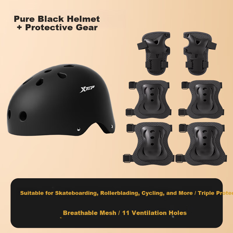 XTEP Kids Helmet and Protective Gear Set 7-Piece Roller Skating Skateboarding Balance Bike Bicycle Pads