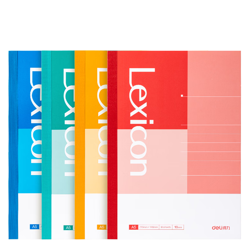 Deli 12-Pack A5 Notebooks 36 Sheets Softcover Journal Softcover English Record Book Wire-Free Binding Office Supplies BD134