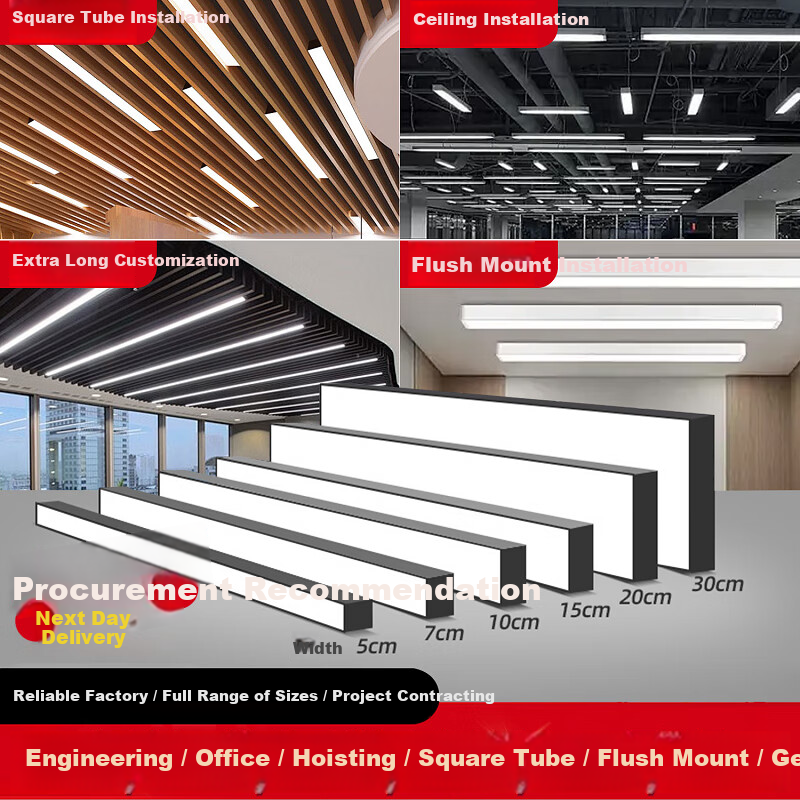 Yaming LED Office Light Linear Pendant Light Super Bright Square Ceiling Light for Office Building Mall Store Commercial Lighting 5cm Wide 1.18m Long 40W