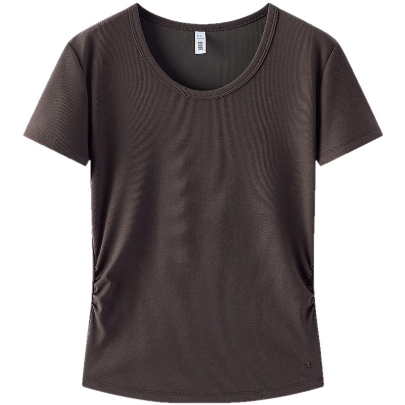 Semir Short-Sleeve T-Shirt for Women, Fitted Round Neck Inner Wear, Summer Cool Waist-Cinching V-Neck Top, Hot Girl Style 109326100003