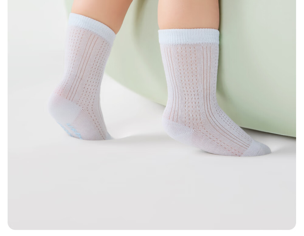 Betis Children's Socks Summer Thin Newborn Baby Mesh Mid-Calf Socks Solid Color Indoor Non-Slip Cooling Socks 12