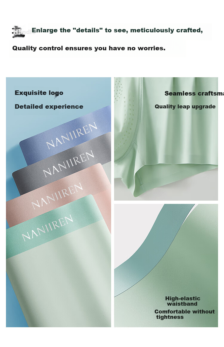 Nanjiren [Cooling Breathable] Ice Silk Men's Antibacterial Seamless Naked Feel Summer Scrotum Moisture-Proof Men's Boxer Briefs 4X 10