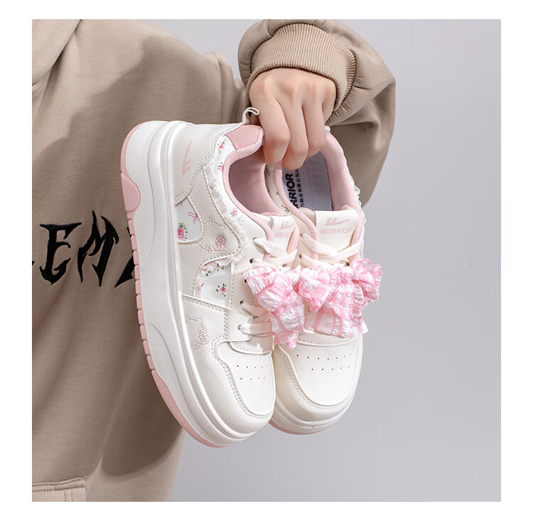Warrior Thick Sole Sneakers Women Spring New Versatile Sweet Style Height Increasing Shoes N456Z Beige/Navy 37 15