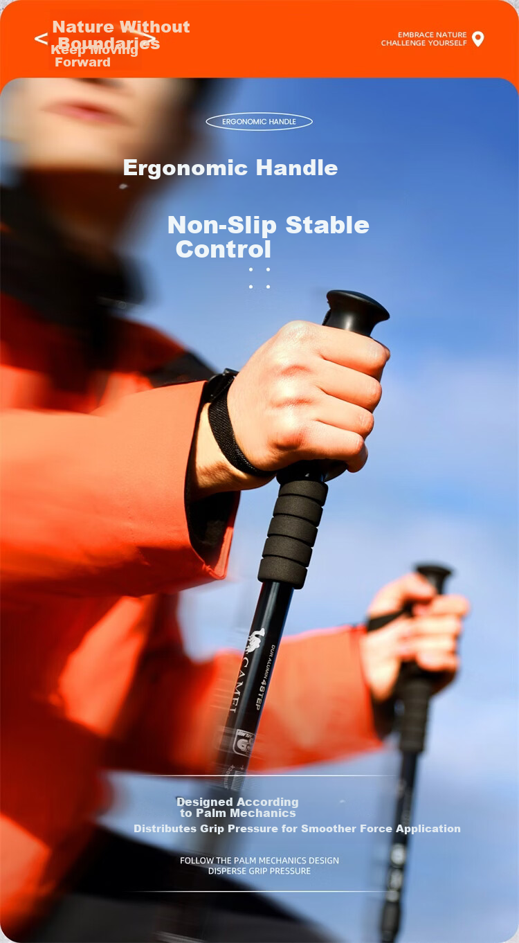 CAMEL Hiking Trekking Pole Outdoor Lightweight Portable Telescopic Multifunctional Mountaineering Equipment Walking Stick 2SA7D41-1D Blue 5