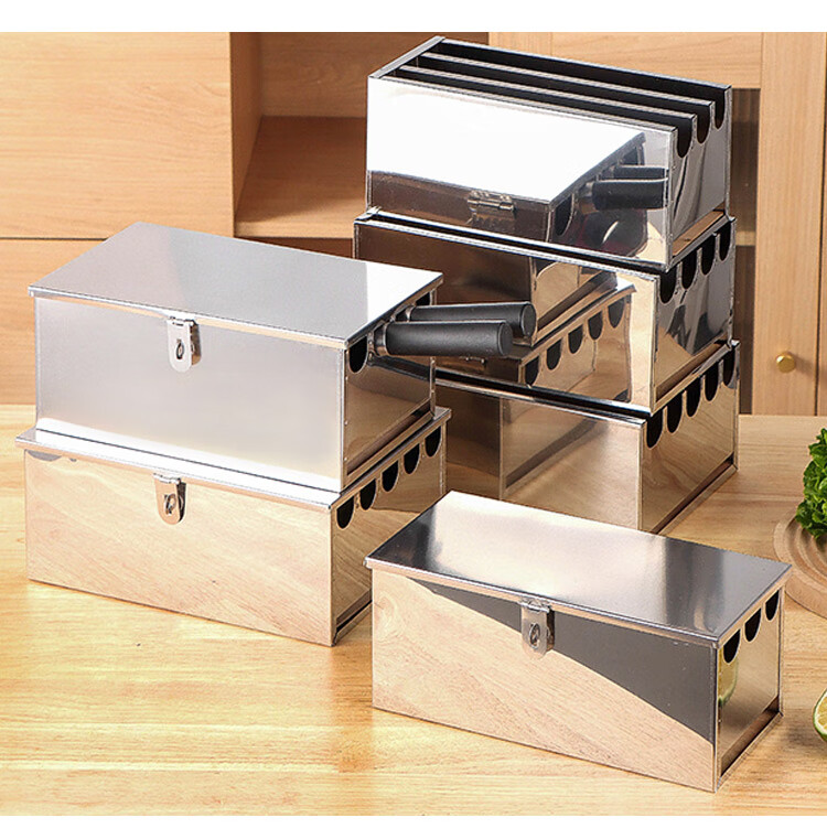 Quanshi Hotel-Specific Stainless Steel Knife Box, Commercial Knife Rack, Large Knife Holder with Lock, Storage Box, Organizer Shelf, 5 Compartments with Lid 7