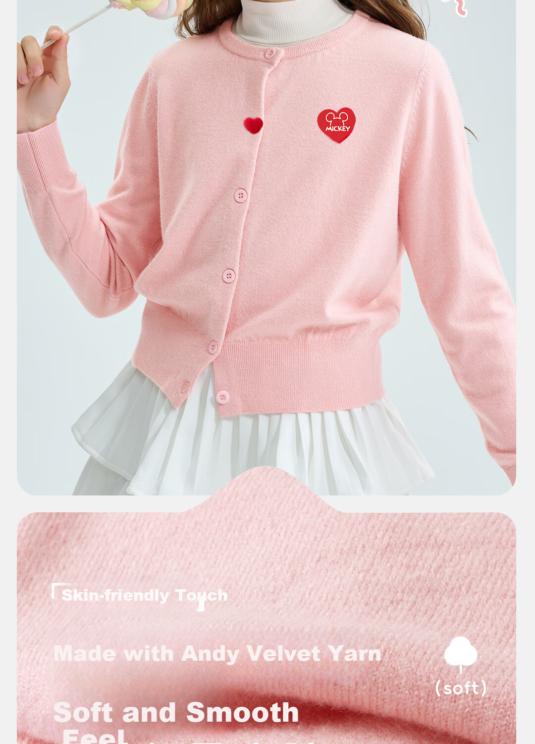 Disney Girls' Sweater Set 2026 Spring New Cute Princess Style Children's Knitwear 3