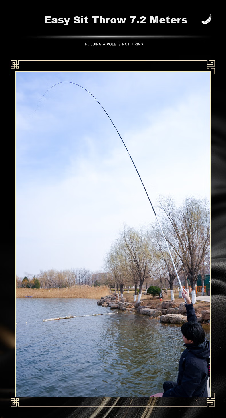Baofeilong Silver Dragon Plus Imported Toray 46T50T Composite Hand Rod Fishing Rod Crucian Carp Rod Pole Fishing Rod 6.3m Colorful 5