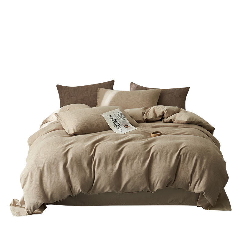 Wuyinliangpin Class A 100% Pure Cotton Bedding Set, Washed Cotton Woven Jacquard Fabric, 1.8m Bed Sheet Style, Duvet Cover 200*230cm