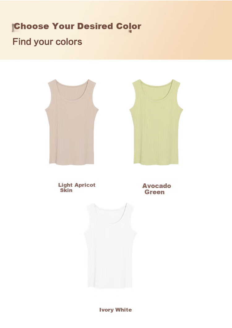 Hodo Women's Soft Cotton Stretch Jacquard Vertical Stripe Slim Fit U-Neck Tank Top Summer New Arrival 7