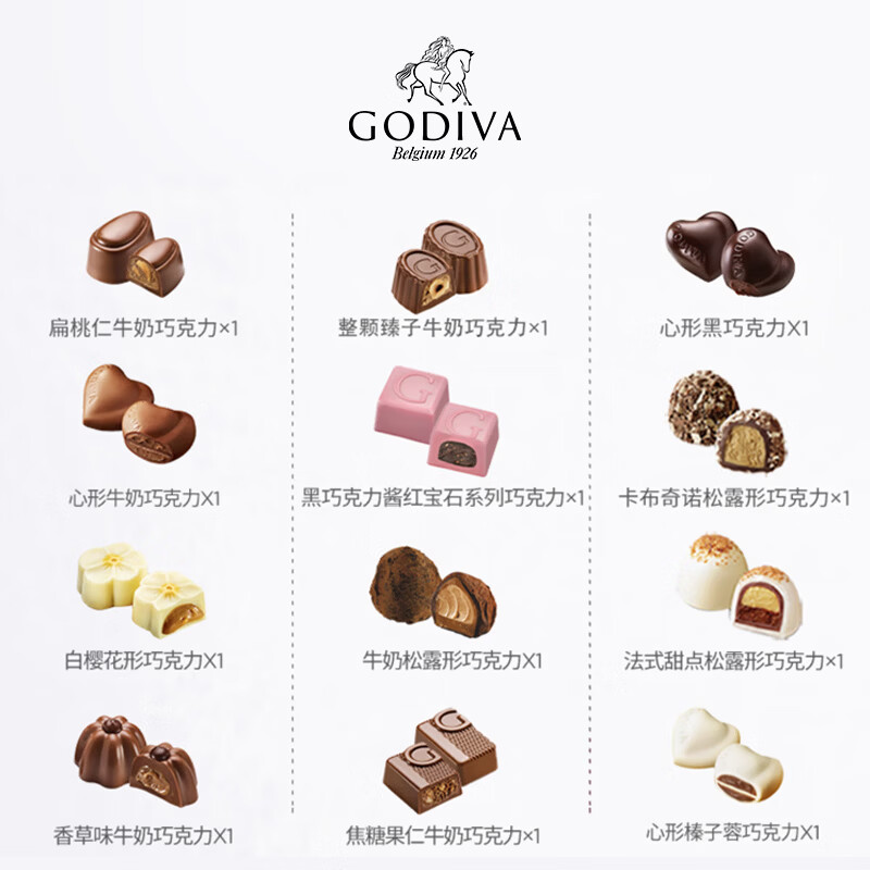 歌帝梵（Godiva）心心相印夹心巧克力礼盒装12颗135g 休闲零食 520礼物 送女友