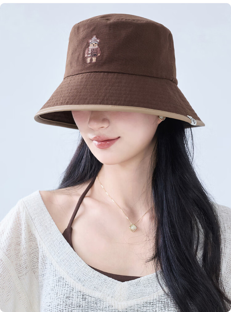 JIUMU 100% Cotton Women's Sun Protection Hat UV Protection Bucket Hat Outdoor Face Covering Sun Hat 16