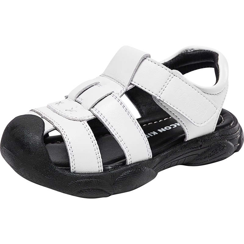 Yearcon Kids Summer Non-Slip Boys Beach Sandals Protective Toe Soft Sole Baby Sandals White Size 31