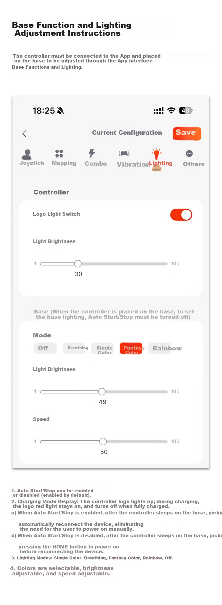 MOBAPAD Chitu 2 Controller Charging Dock Smart Start-Stop RGB Lighting Compatible with Chitu 2 Series Products Black 3