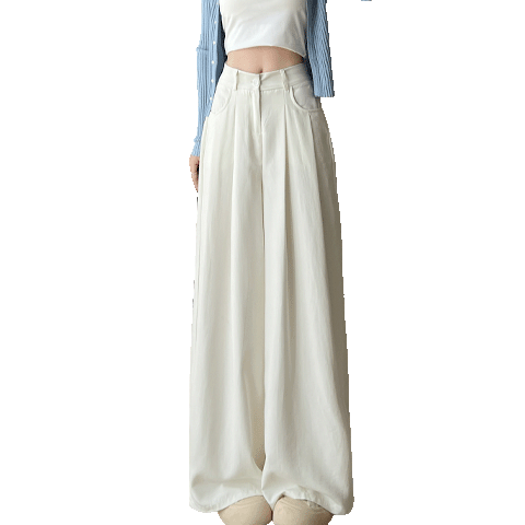FitonTon Women's Puff Suit Pants, New Spring/summer 2026 High-Waisted Wide-Leg Trousers, Casual Elegant Draping Ladies' Pants