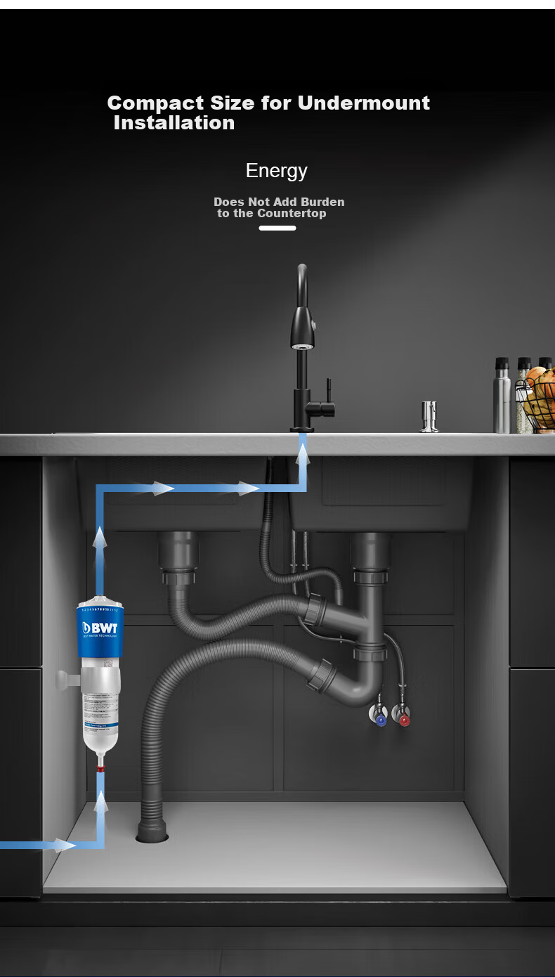 Besco Imported Household Under-Sink Water Purifier Integrated High-Flow Upgraded Model Pure Energy Complete Unit (Standard Faucet) 9