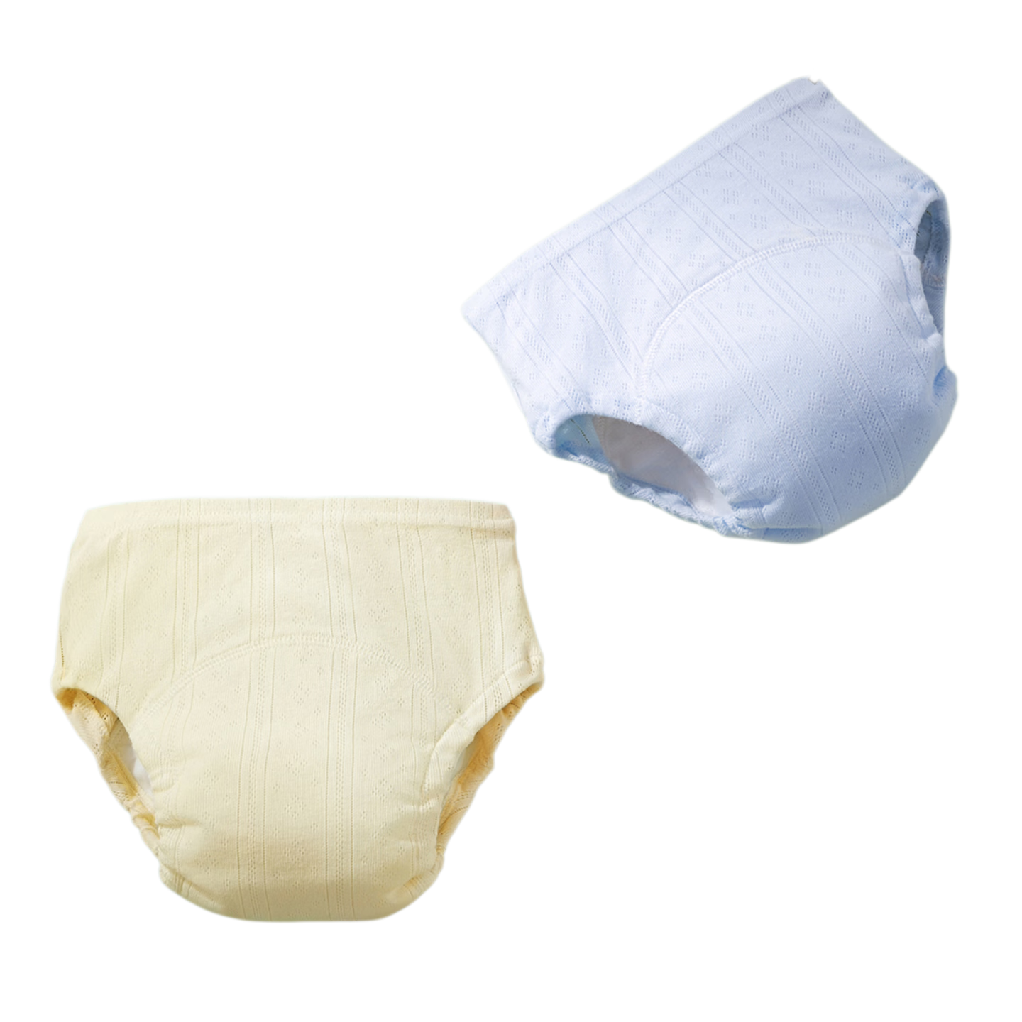 Betis Baby Diaper Gauze Potty Training Pants Washable Leak-Proof Baby Diaper Pants Size 100, 2-Pack Blue and Yellow