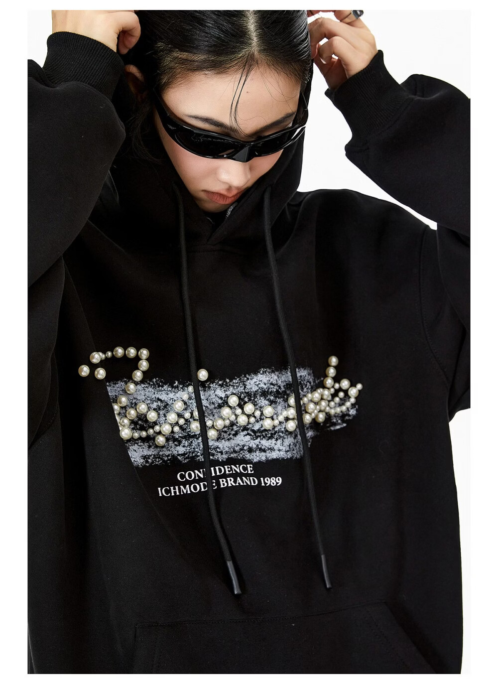 ICH MODE American Style Gray Hoodie Women 2026 Spring New Loose Casual Pullover Jacket White S 13