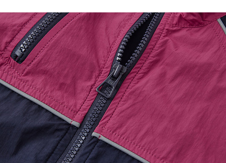 Demana [Urban Light Travel] Spring Outdoor Sports Stand Collar Elastic Cuff Color-Block Trim Loose Fit Petite Women's Jacket 16