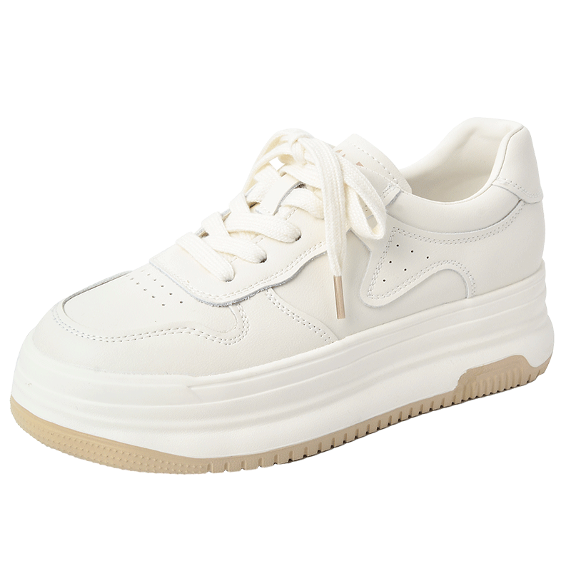 Zhuoshini Self-operated Thick-soled Women's White Sneakers 2026 Spring New Retro Casual Shoes Off-white Size 39