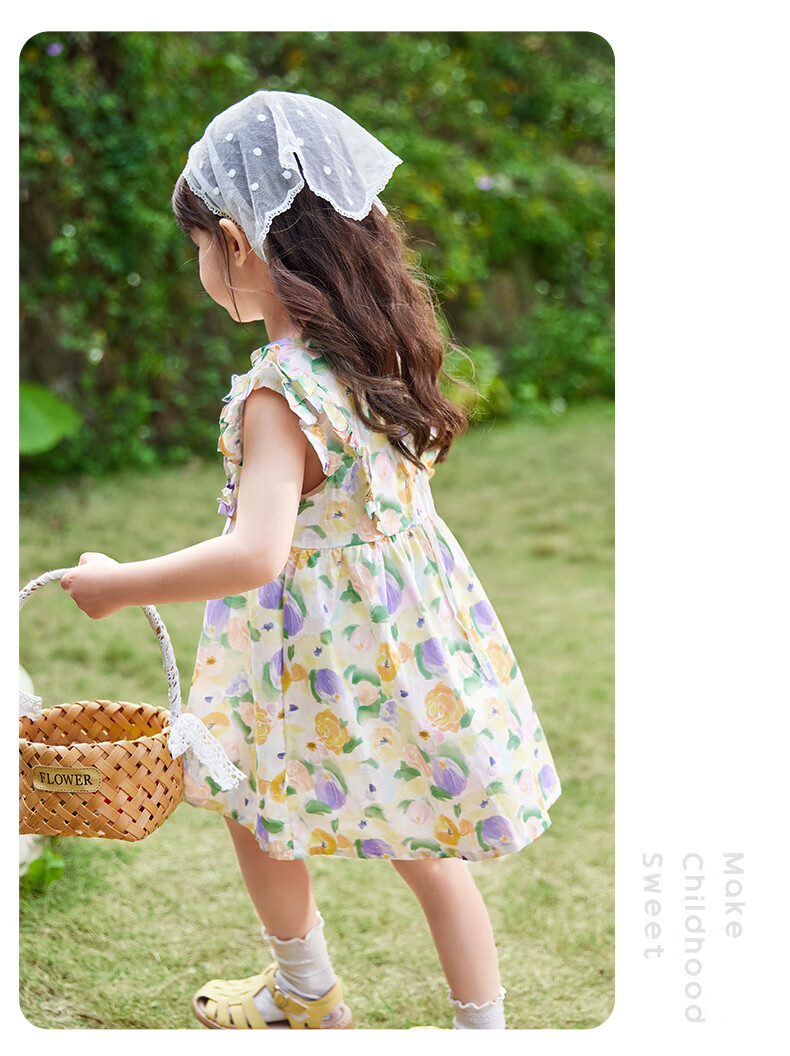 JELLYBABY French Series 2026 Summer New Children's Dress Girls' Floral Sleeveless Princess Dress 35