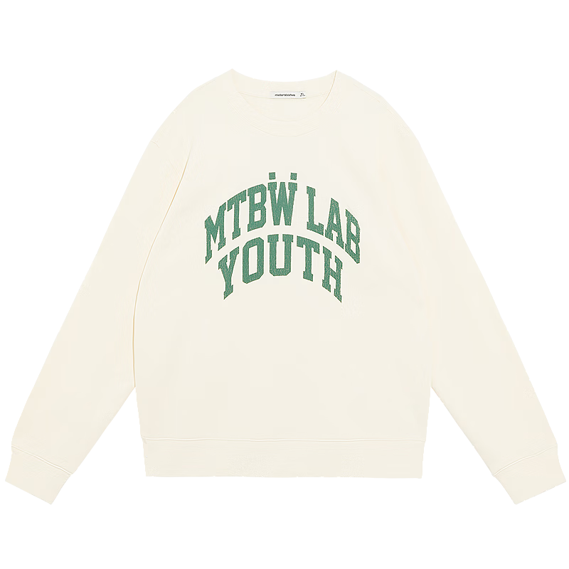 Metersbonwe Men's Hoodie 2026 Spring New Casual Letter Print Long Sleeve Top Papyrus White L175/96A