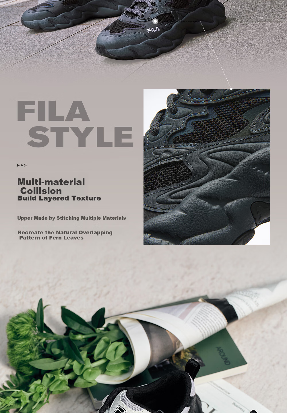 FILA Official Yang Mi Same Style Fern 2S Women's Dad Sneakers 2026 Spring Casual Platform Sports Shoes 4