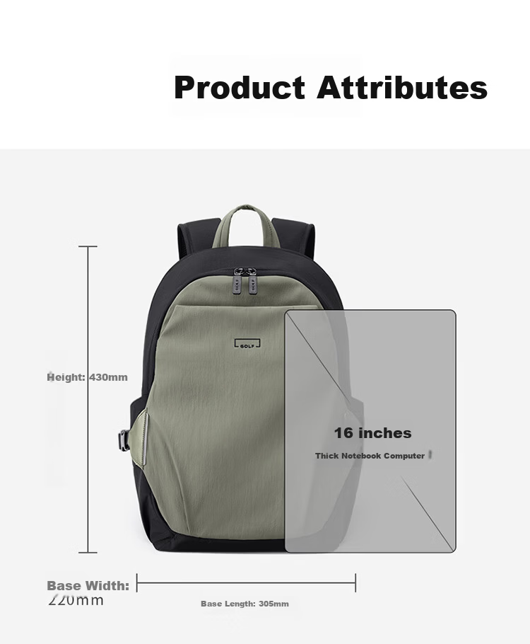 GOLF Lightweight Unisex Backpack Travel Bag Fashion Student School Bag 16-inch Laptop Bag Women's Day Gift 12