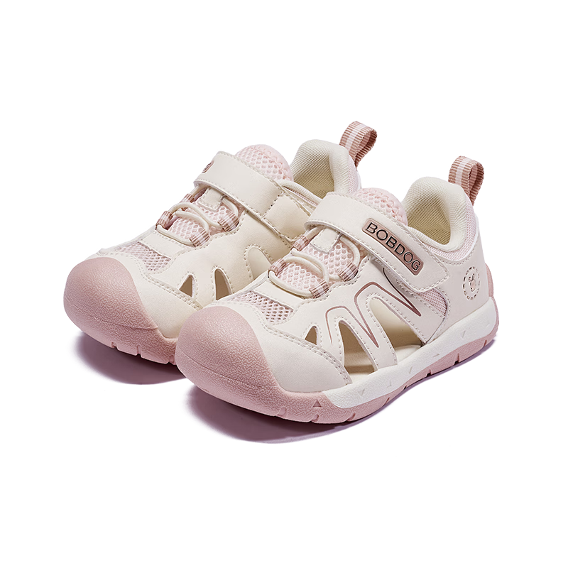 BOBDOG Toddler Baby Walking Sandals 26 Summer New Boys and Girls Children's Hollow Breathable Functional Shoes White Pink 23