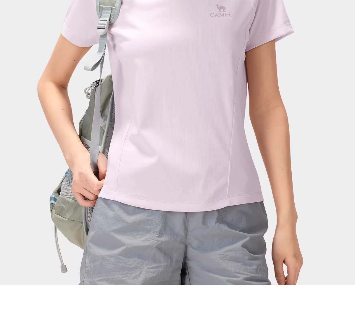CAMEL [Toray Fabric] Outdoor Quick-Dry T-Shirt Women 2026 Spring Summer Short Sleeve Stretch Breathable Sweat-Absorbing Sports Top Men 8090 12