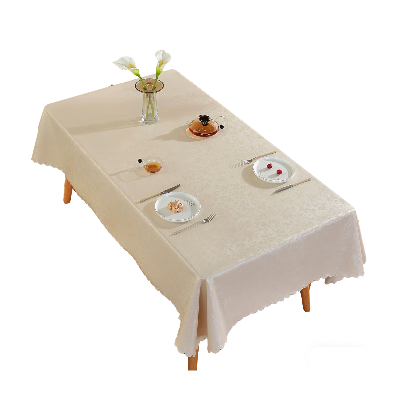 Ali Waterproof And Oil-Proof PU Tablecloth, Dining Table Mat, Customizable Coffee Table Cover, Off-White, 140*180cm