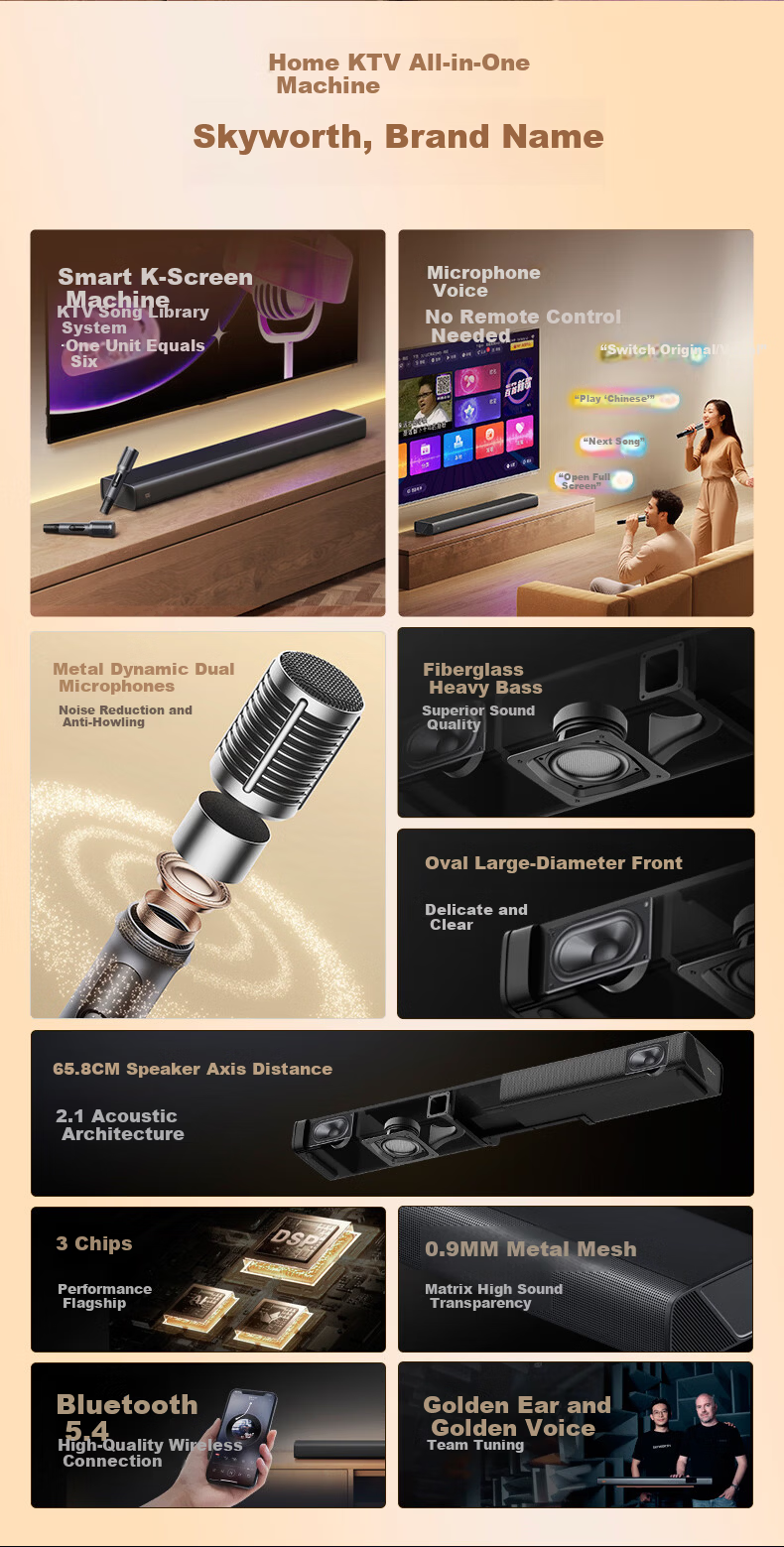 Skyworth X10 Home KTV Karaoke All-in-One System Full Home KTV Singing Set TV Sound System for Karaoke and Movie Watching 3