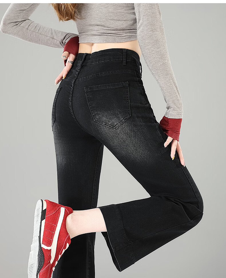 Jeanswest Women's Summer Fashion Trendy Slim Fit High Waist Flared Ankle Pants Cement Gray L 24