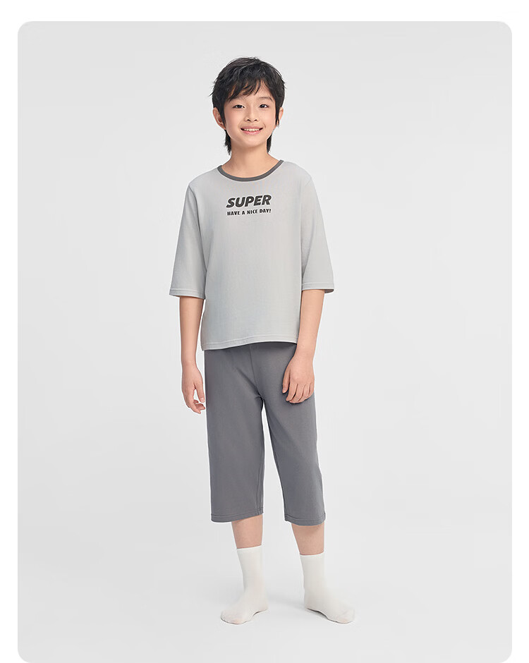 BALABALA Children's Pajama Set, Summer Thin Air Conditioning Wear, Boys And Girls Loungewear, Toddler to Big Kids Pure Cotton Xinjiang 9