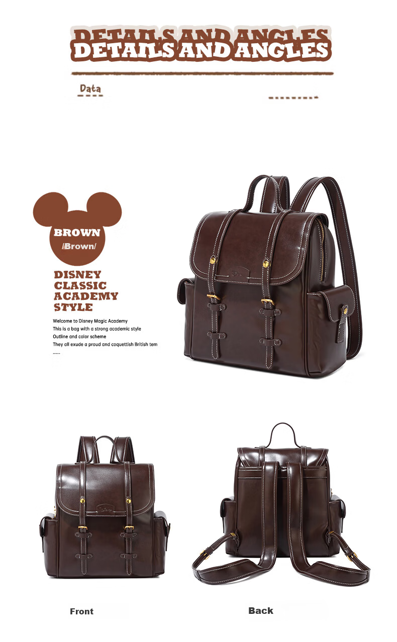 Disney Women's Leather Backpack College Style Shoulder Bag for Work and University, 38cm, Gift for Women's Day and Birthday 11