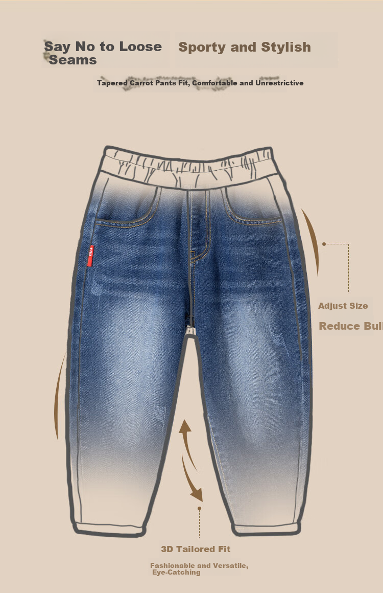 Snoopy Boys' Denim Jeans 2026 Spring Loose Casual Trousers Fashionable Cool Kids' Spring Pants 6
