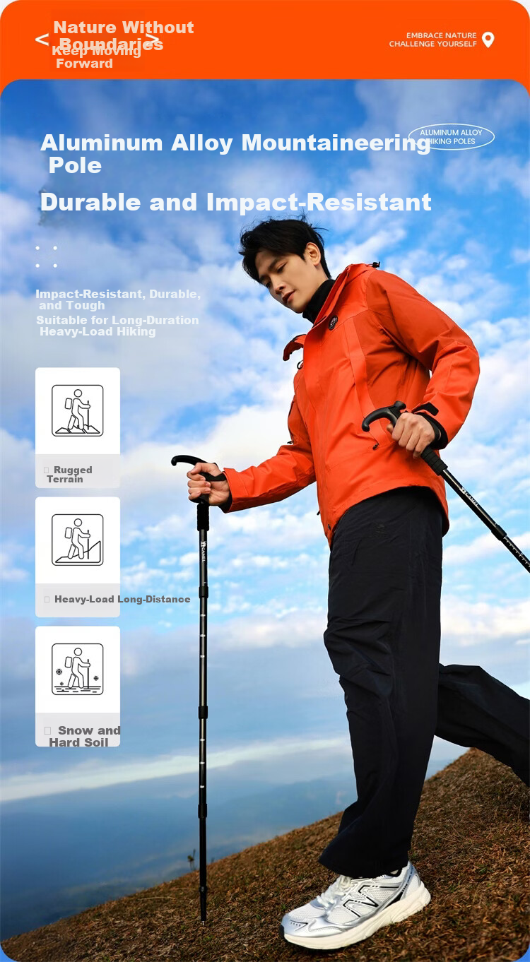 CAMEL Hiking Trekking Pole Outdoor Lightweight Portable Telescopic Multifunctional Mountaineering Equipment Walking Stick 2SA7D41-1D Blue 7
