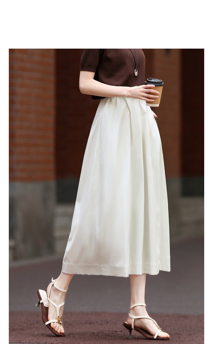 Demana Nordic Cotton Three-Proof Spring Japanese Style Elastic Waist Eight-Panel Umbrella Skirt A-Line Petite Women's Skirt 7